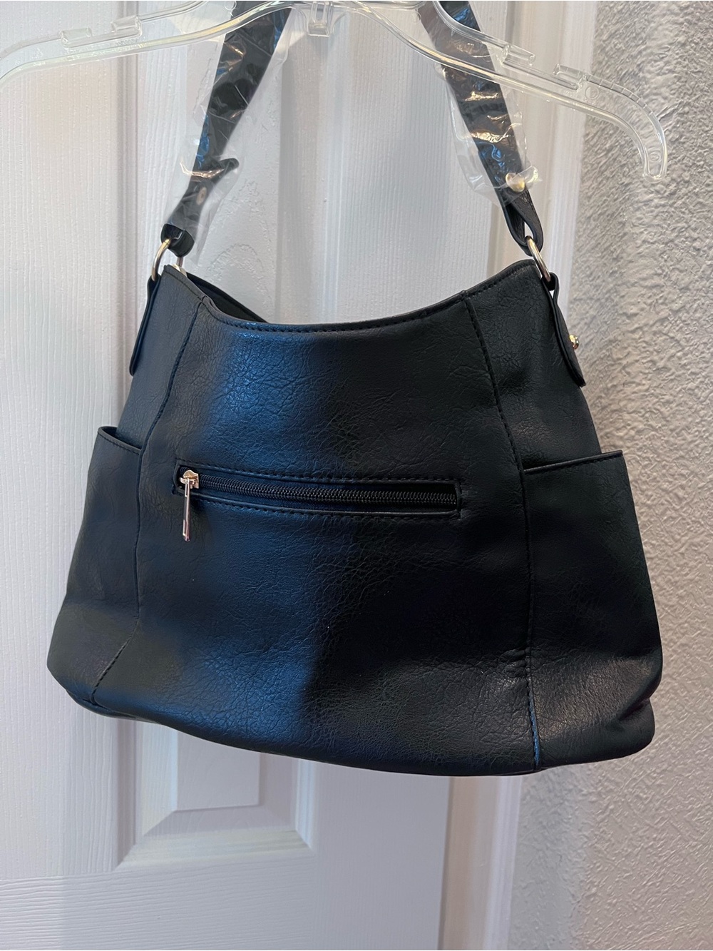 Crossbody OR Shoulder Bag Black faux leather multi pockets Pocket New
